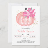 金ゴールドフローラピンクカボチャスクリプト秋スイート16 招待状 (正面)