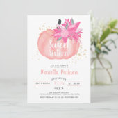 金ゴールドフローラピンクカボチャスクリプト秋スイート16 招待状 (スタンド正面)