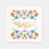 金ゴールドフローラフィエスタメキシコ刺繍ナプキンス スタンダードカクテルナプキン (正面)