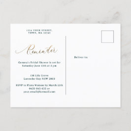 金ゴールドフローラフォレストの緑のアラームRSVP インビテーションポストカード