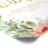 金ゴールドフローラフラワーバーブライダルシャワー標識 ポスター (角)