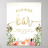 金ゴールドフローラフラワーバーブライダルシャワー標識 ポスター (正面)