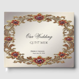 金ゴールドフローラフレームとレッドストーンズゲストブック ゲストブック