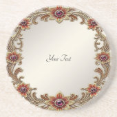 金ゴールドフローラフレームとレッドストーン砂岩コースター コースター (正面)