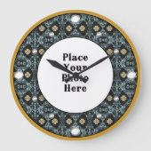 金ゴールドフローラフレームのフォトウォール時計 ラージ壁時計 (正面)