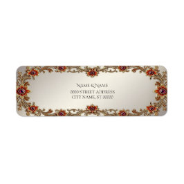 金ゴールドフローラフレーム差出人住所ラベル ラベル