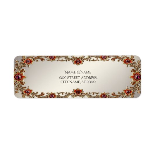 金ゴールドフローラフレーム差出人住所ラベル ラベル (正面)