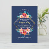 金ゴールドフローラフレーム招待状 招待状 (スタンド正面)