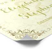 金ゴールドフローラフレーム歓迎ウェディングレセプションサイン ポスター (角)