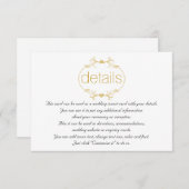 金ゴールドフローラフレーム結婚の詳細挿入カード エンクロージャーカード (正面/裏面)