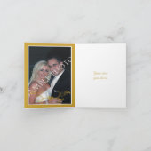 金ゴールドフローラフレーム結婚イニシャルの感謝の写真 サンキューカード (内部)