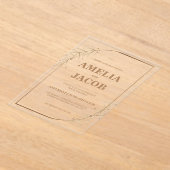 金ゴールドフローラフレーム結婚式招待状 アクリル招待状 (レイダウン)