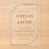 金ゴールドフローラフレーム結婚式招待状 アクリル招待状 (正面)