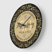 金ゴールドフローラフレーム結婚金ゴールドの記念日 ラージ壁時計 (傾斜)