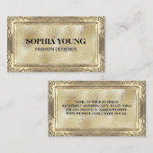 金ゴールドフローラフレーム |ゴールドフォイルきらめく 名刺 (正面/裏面)