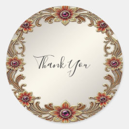 金ゴールドフローラフレーム（赤石シール付） ラウンドシール