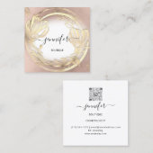 金ゴールドフローラフレームQRCodeロゴバラ白 スクエア名刺 (正面/裏面)