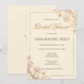 金ゴールドフローラフローリッシュブライダルシャワー招待 招待状 (正面/裏面)
