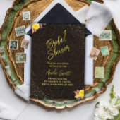 金ゴールドフローラブライダルシャワー招待状 招待状