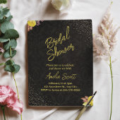 金ゴールドフローラブライダルシャワー招待状 招待状