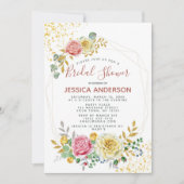 金ゴールドフローラブライダルシャワー 招待状 (正面)
