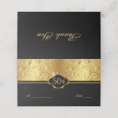 金ゴールドフローラブラック50thウェディングレセプションプレイスカー プレイスカード (外部開封)