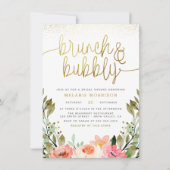 金ゴールドフローラブランチ&バブリーブライダルシャワー 招待状 (正面)