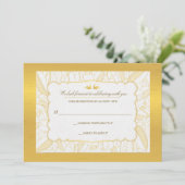 金ゴールドフローラブリス応答カード 招待状 (スタンド正面)