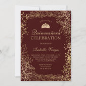 金ゴールドフローラブルガンディティアラシックキンセアニラ 招待状 (正面)