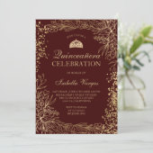 金ゴールドフローラブルガンディティアラシックキンセアニラ 招待状 (スタンド正面)