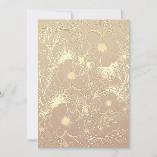 金ゴールドフローラブルゴーニュウェディングレセプション招待状 招待状 (裏面)