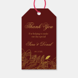 金ゴールドフローラブルゴーニュ結婚式の引き出物サンキューラベル ギフトタグ