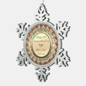 金ゴールドフローラブルゴーニュ結婚50周年記念 スノーフレークピューターオーナメント (右)