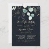 金ゴールドフローラブルーナイトリハーサルディナー前 招待状 (正面)