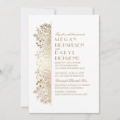 金ゴールドフローラベビーズブレスエレガントな結婚式 招待状 (正面)