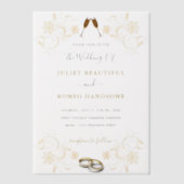 金ゴールドフローラベリウム結婚式招待状テンプレート ベラム紙招待状 (正面)