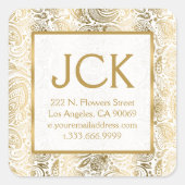 金ゴールドフローラペイズリーパターン スクエアシール (正面)