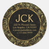 金ゴールドフローラペイズリーパターン ラウンドシール (正面)