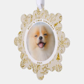 金ゴールドフローラペットの初めてのクリスマス写真 オーナメントカード (左)