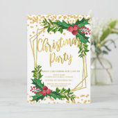 金ゴールドフローラホリーグリッタークリス企業のマス 招待状 (スタンド正面)