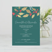 金ゴールドフローラホリーミストレトークリスマス結婚ズ 招待状 (スタンド正面)