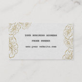 金ゴールドフローラホワイトビジネスカードカスタムモノグラム 名刺 (裏面)