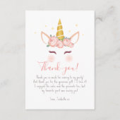 金ゴールドフローラマジカルユニコーンガールバースデーパーティー サンキューカード (正面)