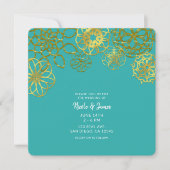 金ゴールドフローラマンダラスウェディングパーティー 招待状 (正面)