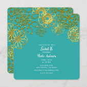 金ゴールドフローラマンダラススウィート16パーティー 招待状 (正面/裏面)