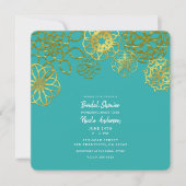 金ゴールドフローラマンダラスブライダルシャワー婚約 招待状 (正面)