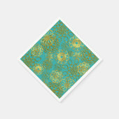 金ゴールドフローラマンダラ結婚スブライダルシャワーパーティー スタンダードカクテルナプキン (角)