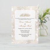 金ゴールドフローラムスリム結婚式招待状 招待状 (スタンド正面)