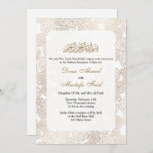 金ゴールドフローラムスリム結婚式招待状 招待状 (正面/裏面)