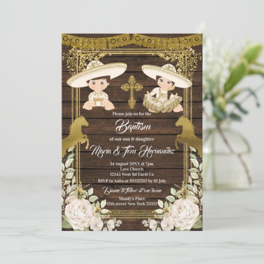 金ゴールドフローラメキシコバプテスフィエスタツイン招待 招待状 (スタンド正面)